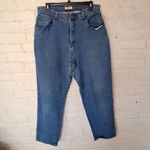 St. John's Bay Mom Jeans 90s Vintage Missy Size 16 Dark Wash Denim High Waist
